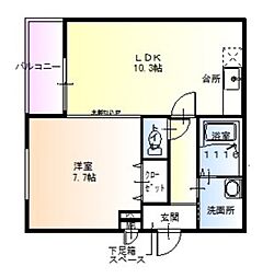 フジパレス奏 1LDKの間取図画像