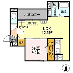 GRAMM丹波口 1LDKの間取図画像