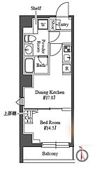 グランパセオ日本橋イースト 5階1DKの間取り