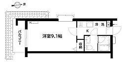 ラ・フローラ武蔵野8 1Kの間取図画像