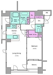 レジディア代官山 1LDKの間取図画像