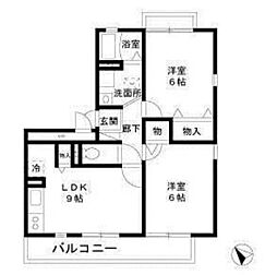 ハイカムール 2LDKの間取図画像