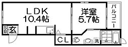 ルミエールハタ 1LDKの間取図画像