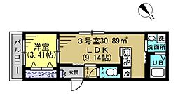 AJ馬橋5 1LDKの間取図画像