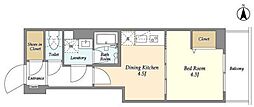 クラリティア入谷 1DKの間取図画像