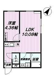 JR青梅線 羽村駅 徒歩10分の賃貸アパート 2階1LDKの間取り
