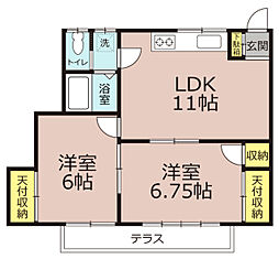 総和ハイツ12 2LDKの間取図画像
