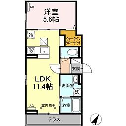 小田急小田原線 小田急相模原駅 徒歩7分の賃貸アパート 1階1LDKの間取り
