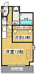 シャローム箱崎 1LDKの間取図画像
