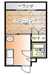 ミモザハイム 1Kの間取図画像