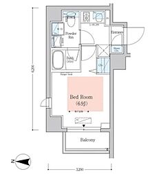 アーバネックス南品川II 7階1Kの間取り