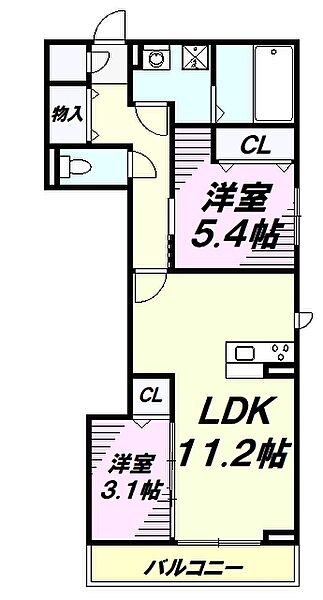 東京都八王子市元本郷町２丁目(賃貸アパート2LDK・3階・50.32㎡)の写真 その2