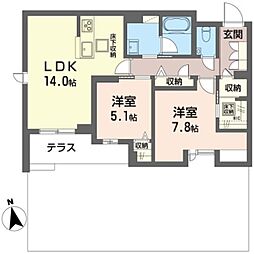 フォーシーズン南多摩 2LDKの間取図画像