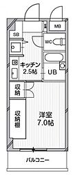 T'sgarden都筑ふれあいの丘 ワンルームの間取図画像