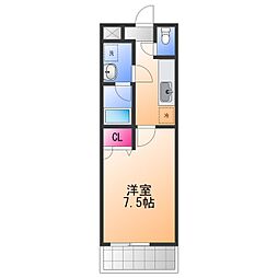 フジパレスしんしゅう 1Kの間取図画像