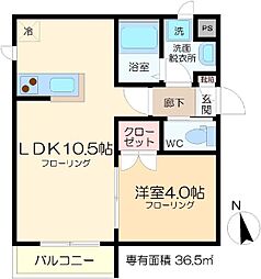 ガーデンズメゾンＡ 3階1LDKの間取り