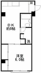 シャモット若林 1DKの間取図画像