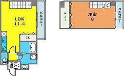 エカルラート青谷 1階1LDKの間取り