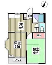 グリーンパレス光 1階2DKの間取り