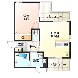ブリリオ野田阪神 1LDKの間取図画像