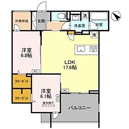 グリーンスクエア グラサ 東 2LDKの間取図画像