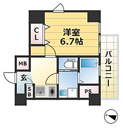 キューブコート 1Kの間取図画像