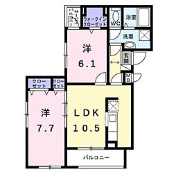 メゾンボヌール 2LDKの間取図画像