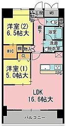 シュワーブ三国ヶ丘 2LDKの間取図画像