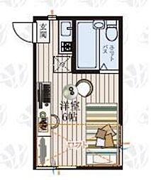 b'CASAたまプラーザ1re-born ワンルームの間取図画像