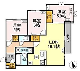 府中市分梅町4丁目アパート 3LDKの間取図画像