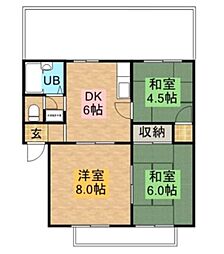 ラフィーネMAYUB棟 3DKの間取図画像