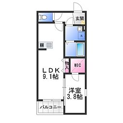 岸和田市筋海町アパート 1LDKの間取図画像