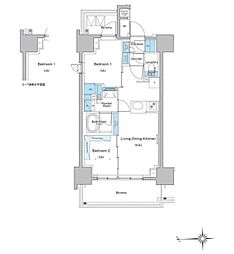 ルフォンプログレ門前仲町プレミア 2LDKの間取図画像