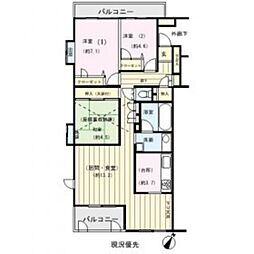 プリンスハイツ聖蹟桜ヶ丘 5階3LDKの間取り