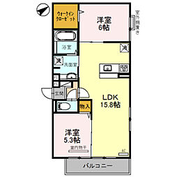 フリージア天王寺 2LDKの間取図画像