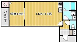エトワール相模大野 1LDKの間取図画像