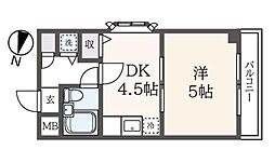 プランタン横浜 1DKの間取図画像