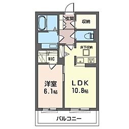 SUNHILLS竪台 1LDKの間取図画像