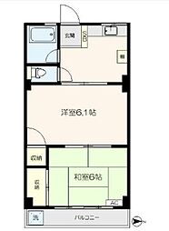 山口ビル 2Kの間取図画像