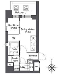 コンフォリア森下サウス 7階1DKの間取り