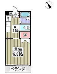シャトレ・ストンリバー2 1Kの間取図画像