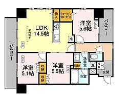 サンジョイアゼロ 2階3LDKの間取り