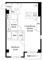 マリエッタ町屋 3階1LDKの間取り