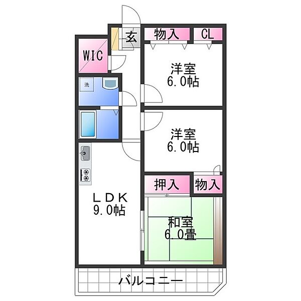 スペイシャル紀ノ川 ｜和歌山県和歌山市梶取(賃貸マンション3DK・2階・59.16㎡)の写真 その2