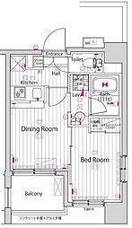 ガーラ・アヴェニュー調布 6階1DKの間取り