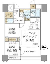 パークコート文京小石川ザタワー 2LDKの間取図画像