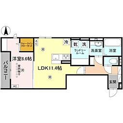 トリシア北巽 1LDKの間取図画像