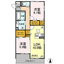 ビアンカ日吉2 2LDKの間取図画像