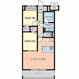 レゴリス成城3 2LDKの間取図画像