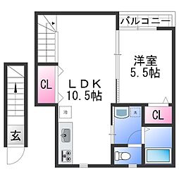 アパート 1LDKの間取図画像